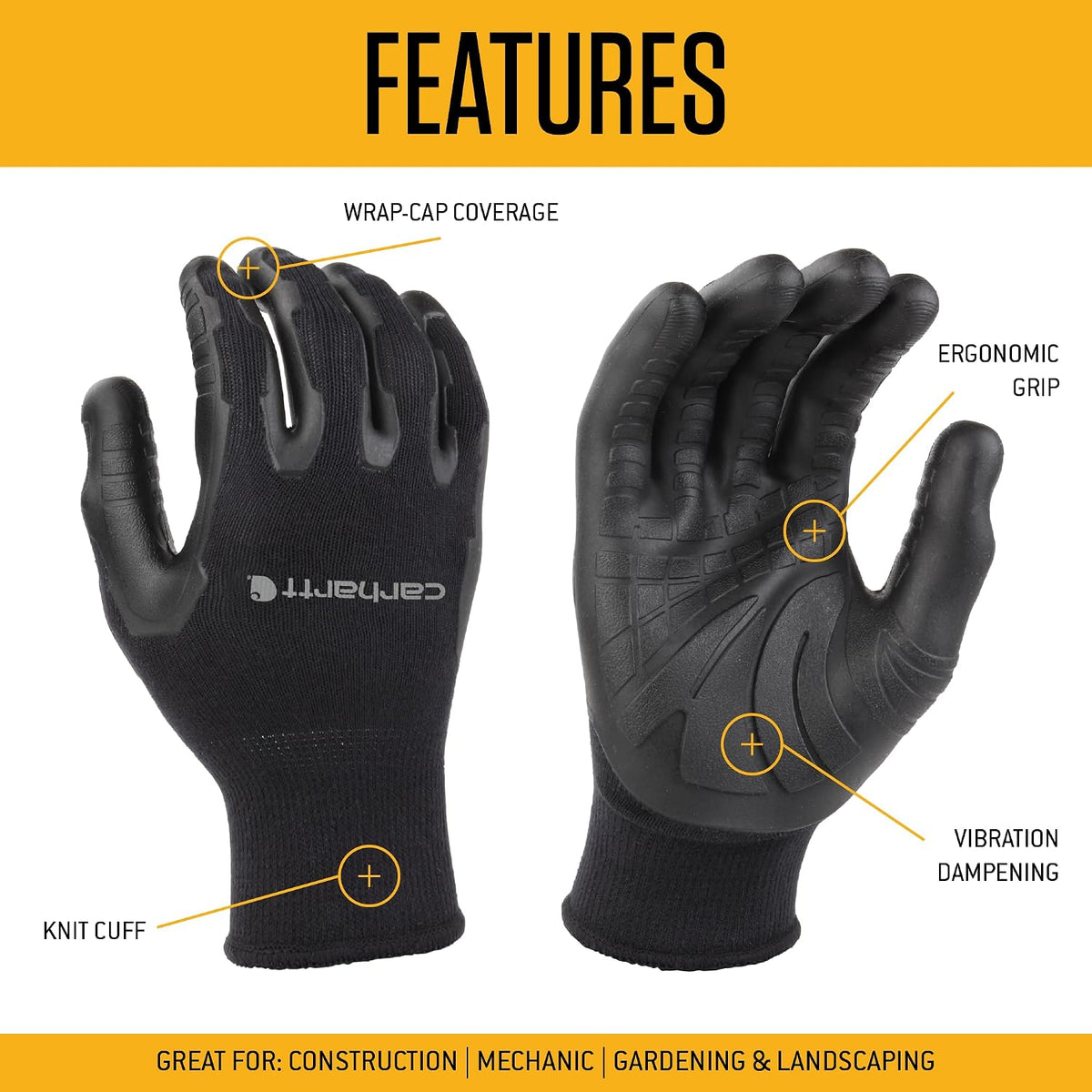 Carhartt Men's C-Grip Glove, Black, Large