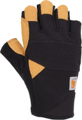 Carhartt Men's Padded Palm Fingerless Glove with Breathable Spandex and Synthetic Leather