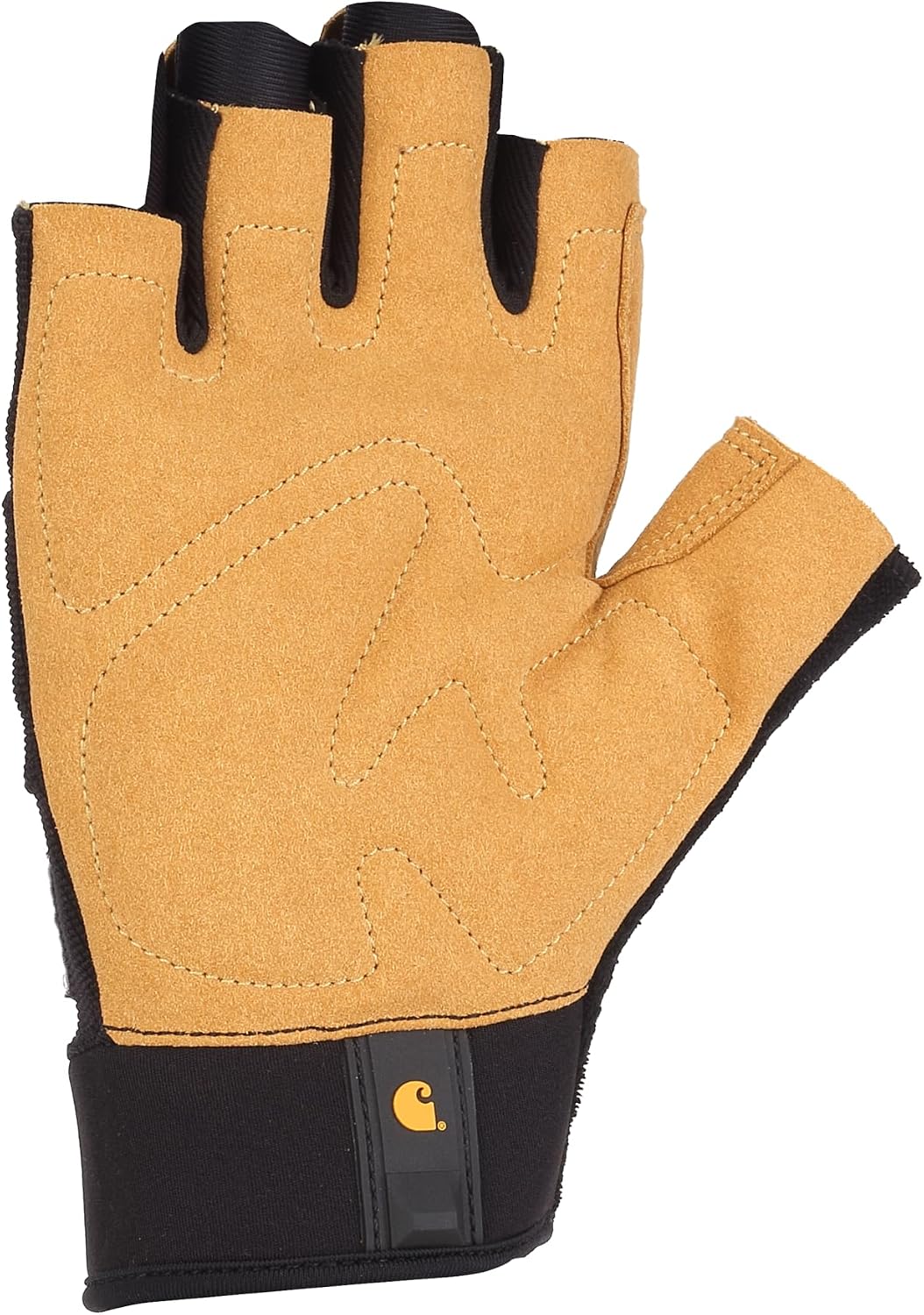 Carhartt Men's Padded Palm Fingerless Glove with Breathable Spandex and Synthetic Leather