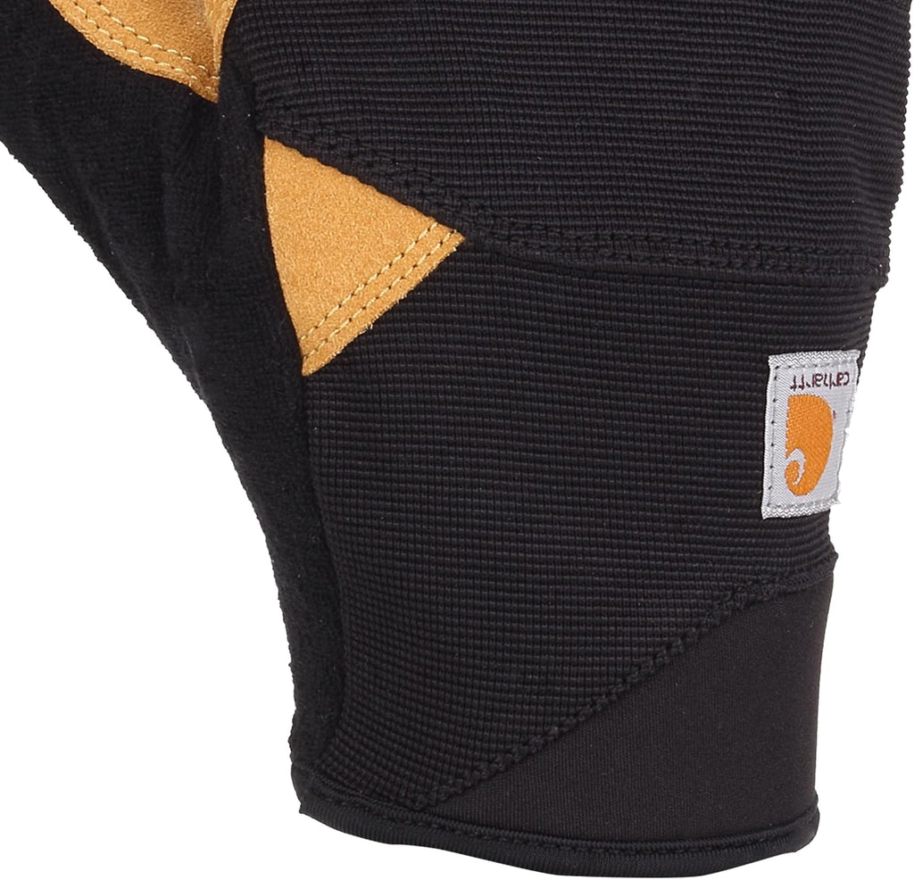 Carhartt Men's Padded Palm Fingerless Glove with Breathable Spandex and Synthetic Leather